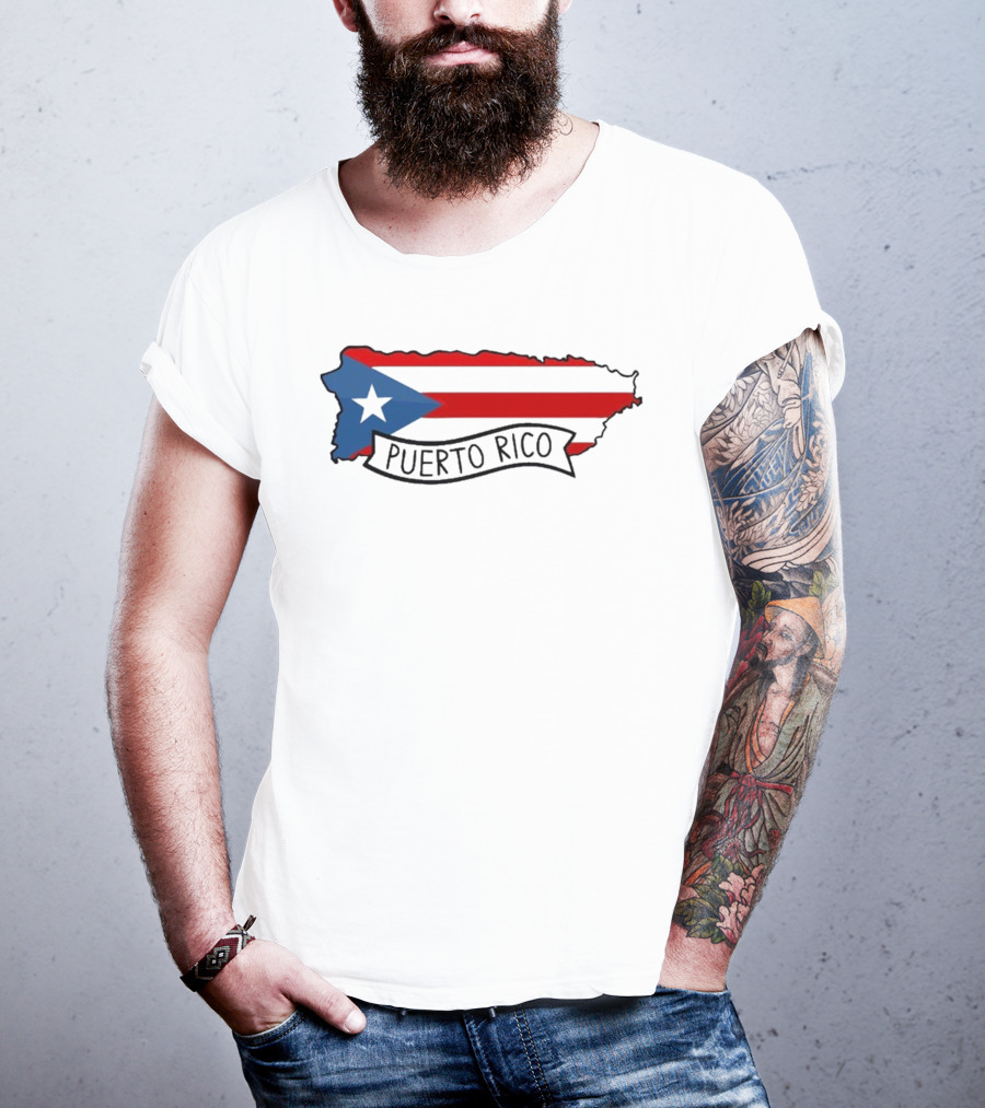 Dayjaavu Puerto Rico Flag And Island Map T-Shirt