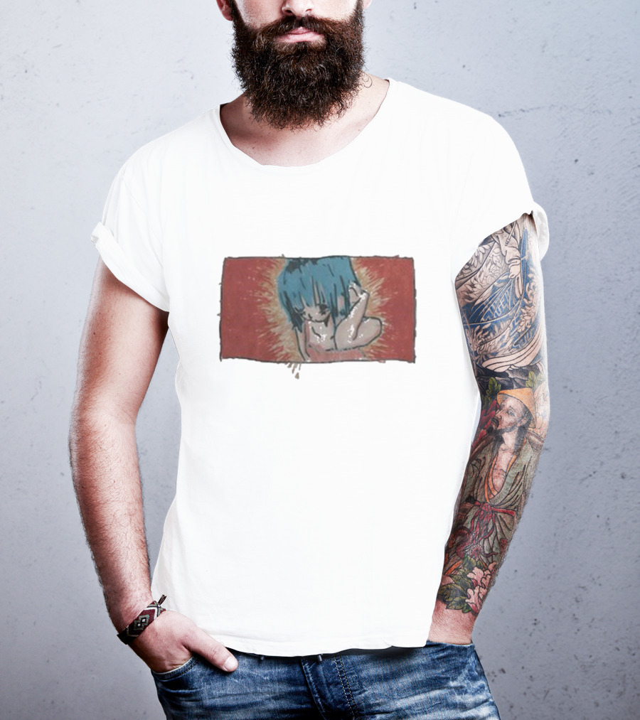 Kuru Blue-Haired Apparition Red Background Deadair T-Shirt