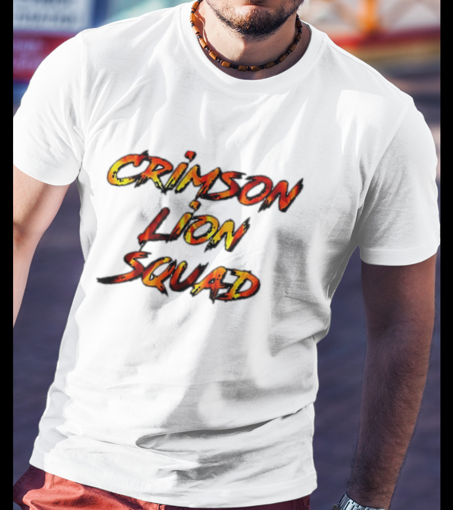 Crimson Lion Squad Fiery Bold Text Style T-Shirt