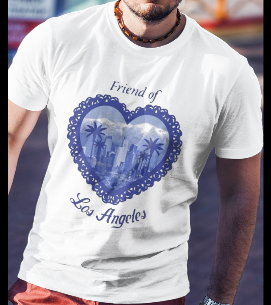 Friend Of Los Angeles Crooked Jon Lovett Heart Skyline Palms T-Shirt