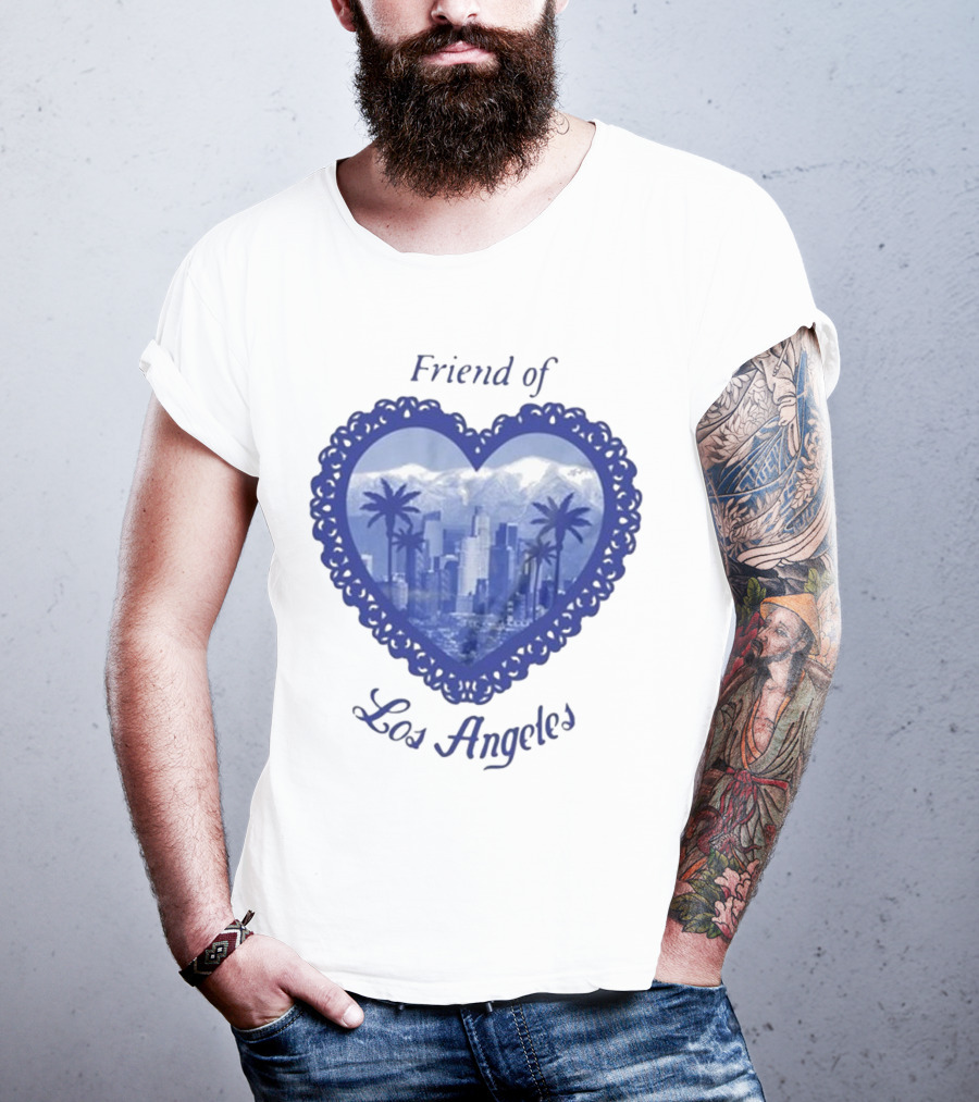 Friend Of Los Angeles Crooked Jon Lovett Heart Skyline Palms T-Shirt