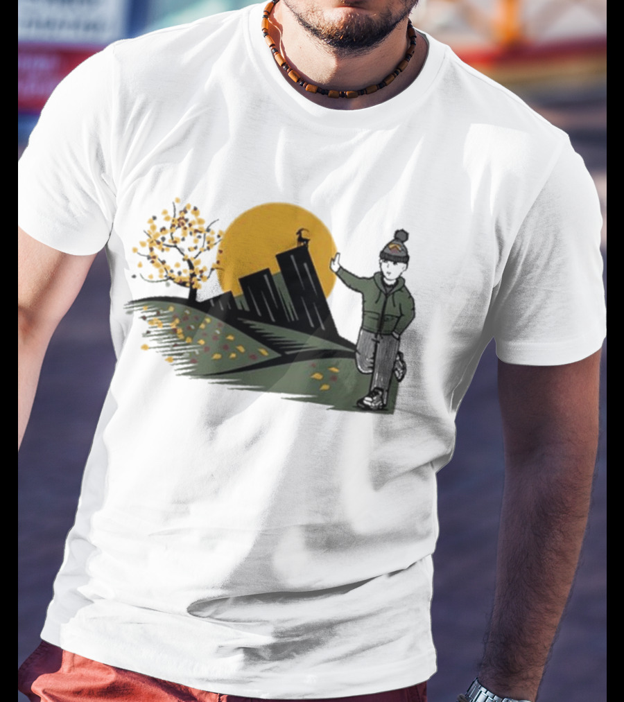 Daft Laddie Autumn Outdoors Skyline With Person Walking T-Shirt