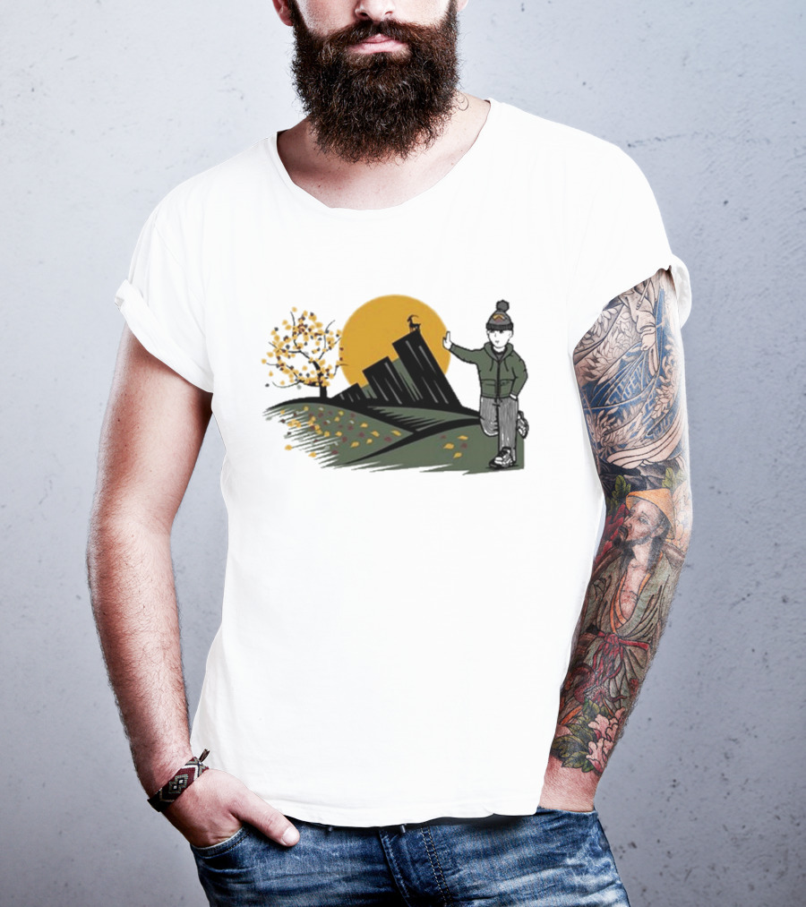 Daft Laddie Autumn Outdoors Skyline With Person Walking T-Shirt