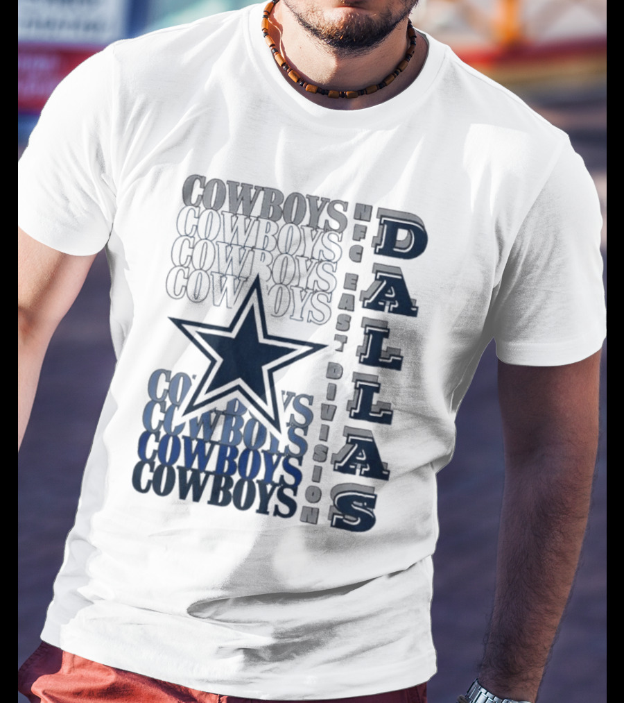 Dallas Cowboys NFC East Division Star Graphics Cowboys Text Pattern T-Shirt