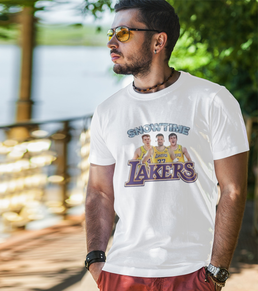 Los Angeles Lakers Snowtime Players Dalton Knecht Austin Reaves Luka Doncic T-Shirt