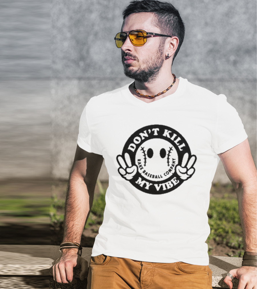 Don’t Kill My Vibe Baseball Company Baseball Emoji Peace Hands T-Shirt