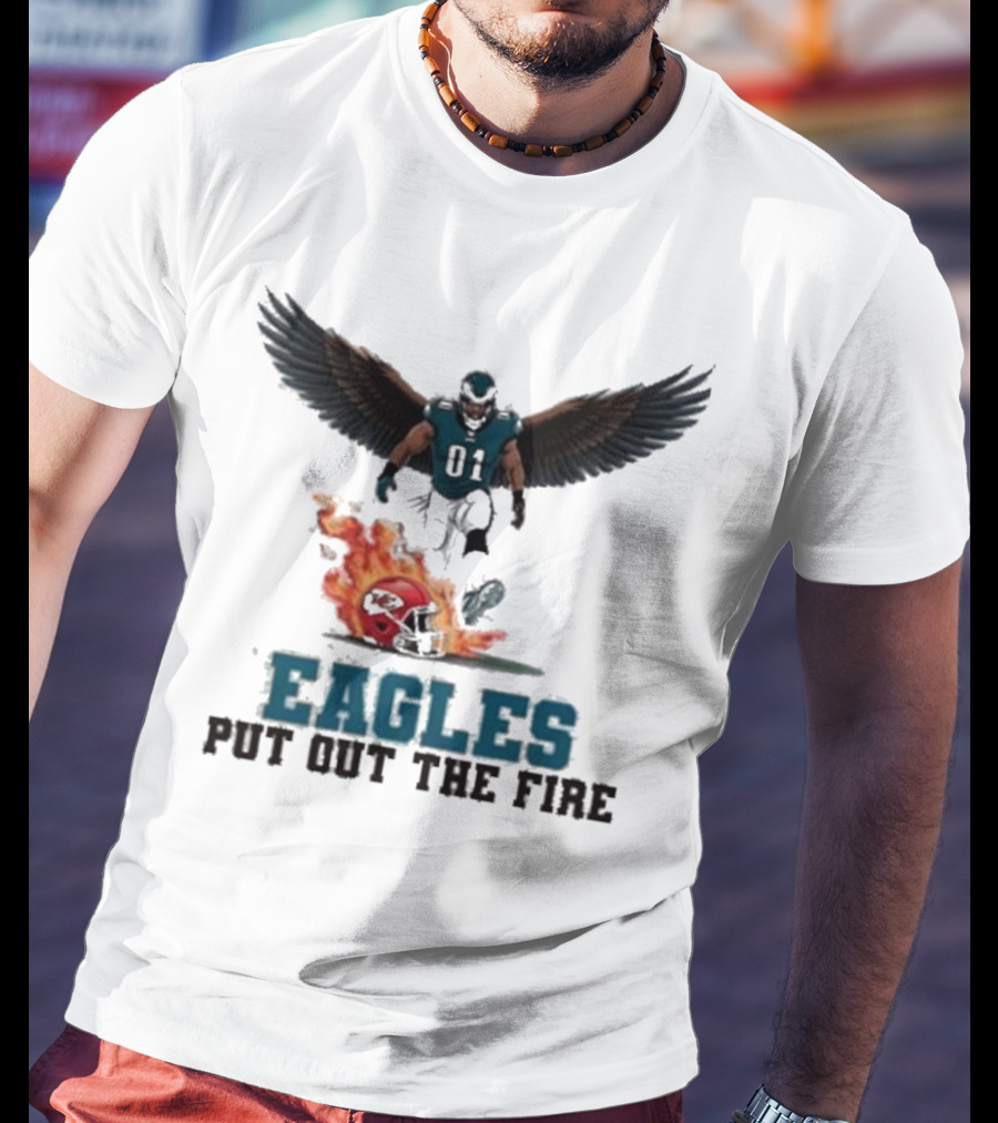 Eagles 01 Player Crushes Flaming Helmet T-Shirt