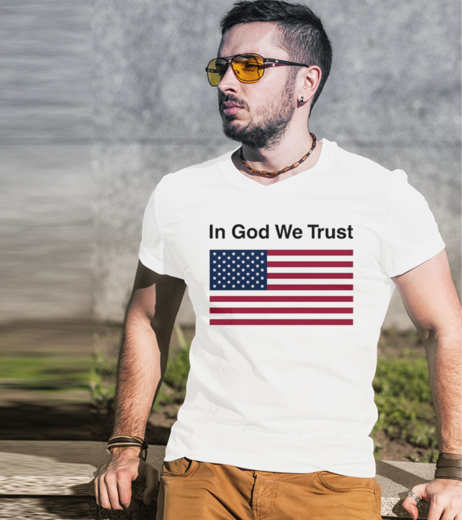 Eric Adams In God We Trust American Flag Pattern T-Shirt