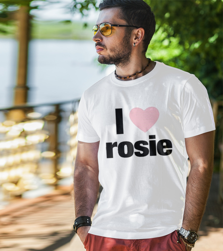 I Love Rosie Pink Heart Evan Mock T-Shirt