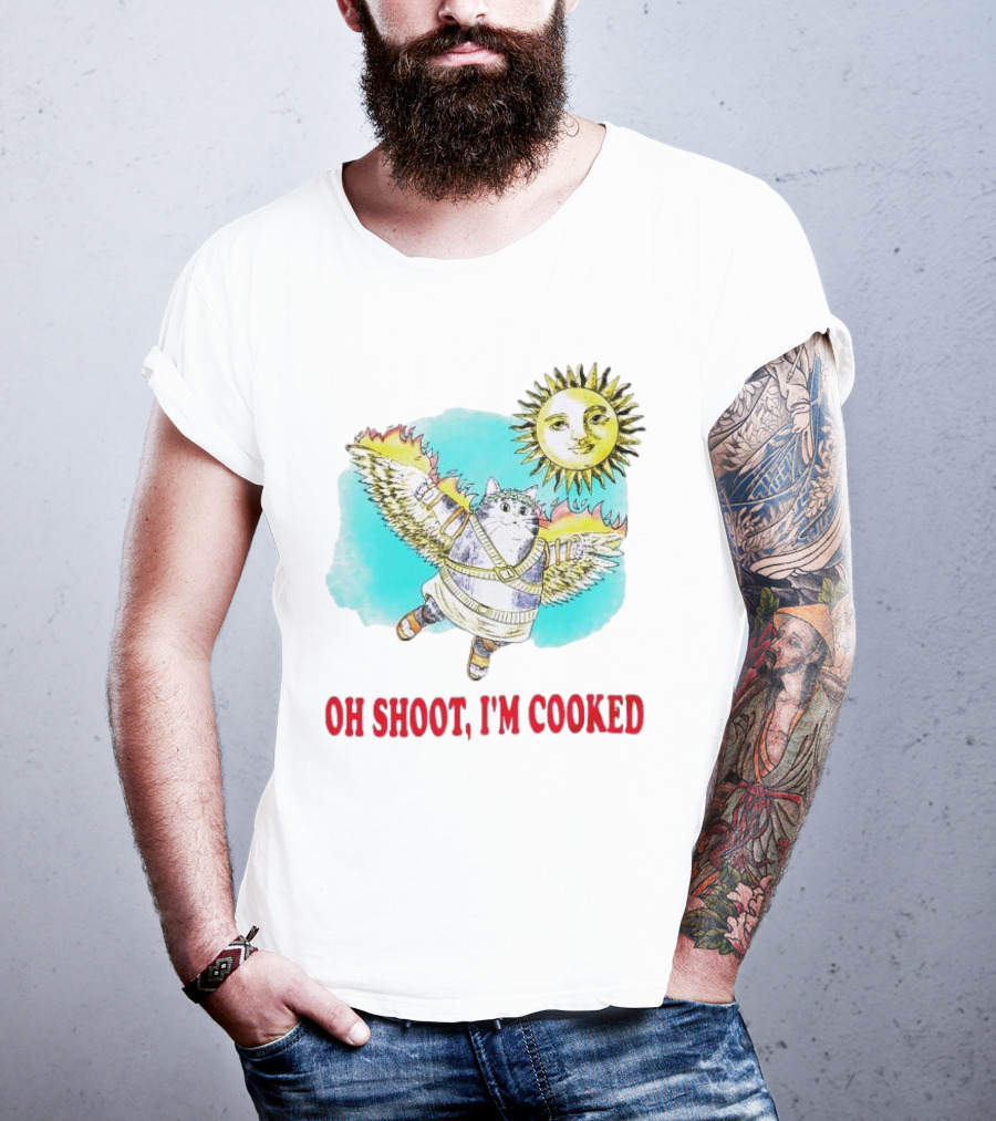 Oh Shoot I'm Cooked Winged Cat With Sun T-Shirt