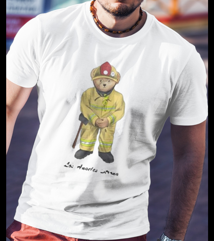 Firefighter Bear Standing In Uniform With Axe T-Shirt