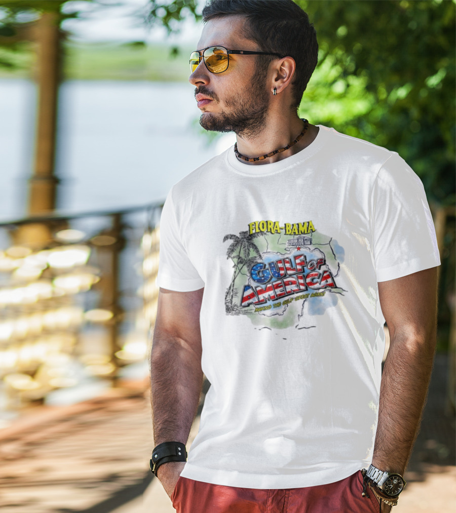 Flora-Bama Gulf Of America Making The Gulf Great Again 2025 Map Palms And House T-Shirt