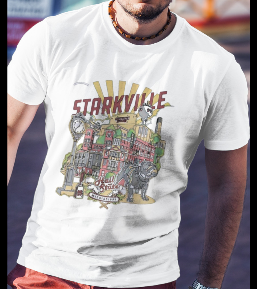 Starkville Mississippi State Hail State Bulldog Tower Vintage Style T-Shirt