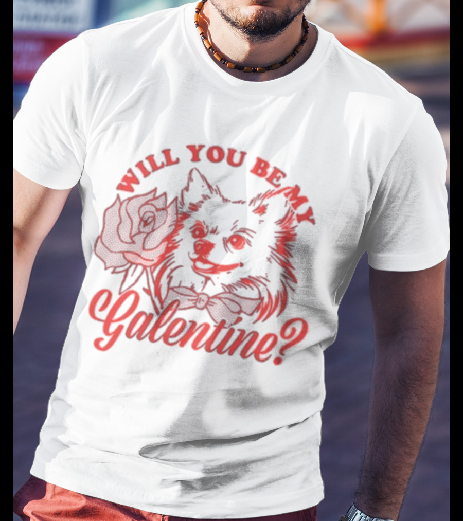 Will You Be My Galentine Hatchi Rose Dog Bow Tie T-Shirt