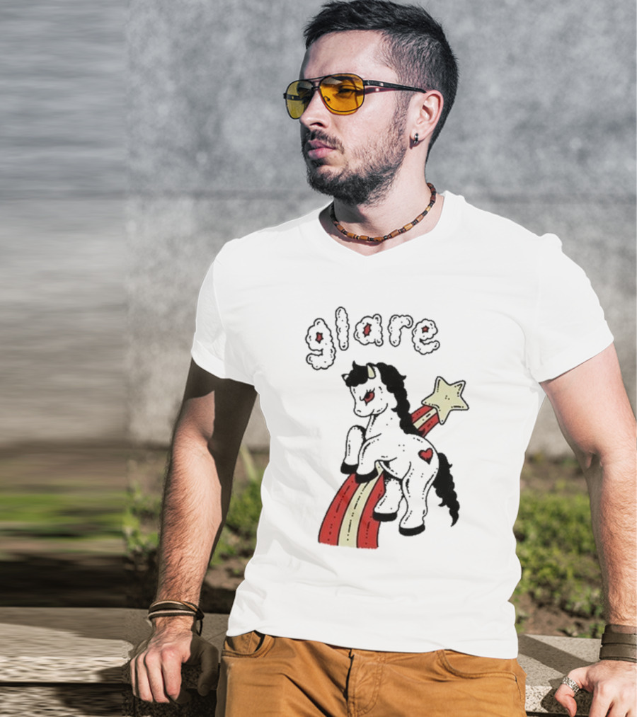 Glare Unicorn Heart Rainbow Star Ringer T-Shirt