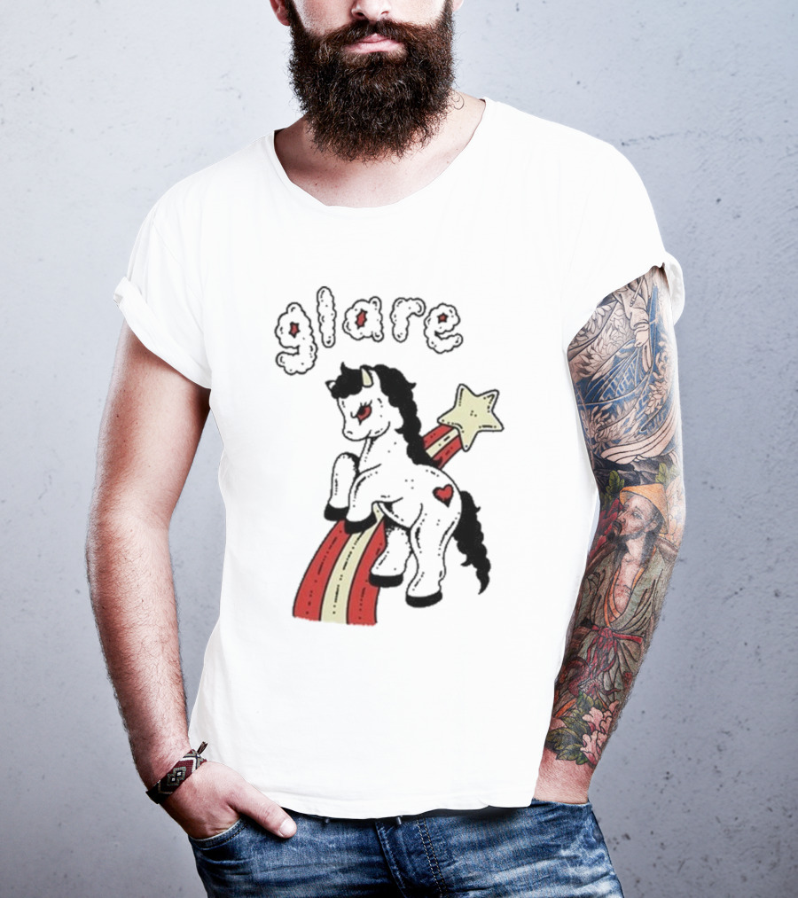 Glare Unicorn Heart Rainbow Star Ringer T-Shirt