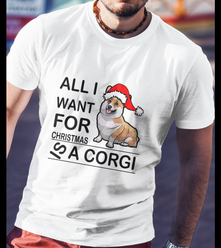 All I Want For Christmas Is A Corgi With Santa Hat T-Shirt