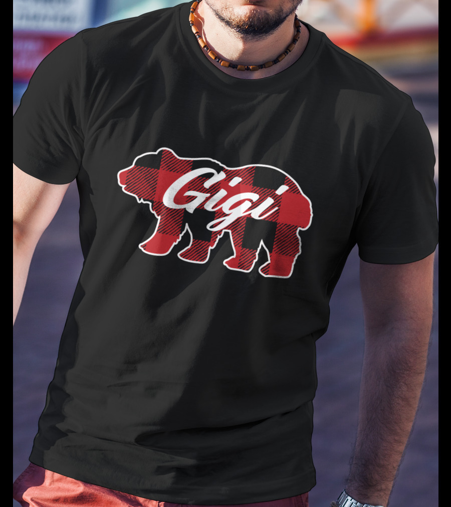 Family Christmas Matching Buffalo Plaid Bear Gigi T-Shirt