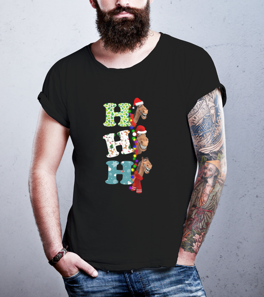 Christmas Hohoho Horse Santa Festive Letters T-Shirt