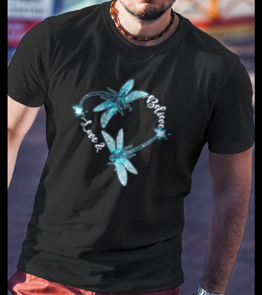Love And Believe Dragonfly Heart T-Shirt