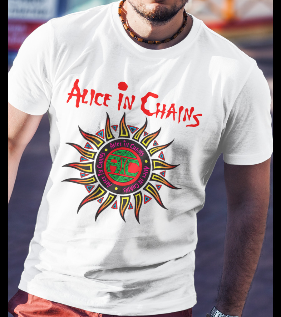 Alice In Chains Sun Graphic Logo With Circular Text T-Shirt