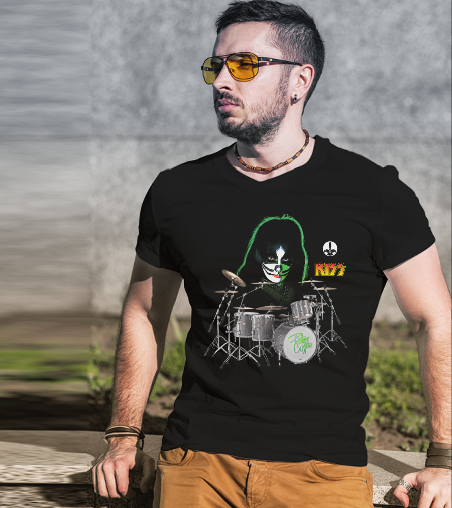 KISS Peter Criss Catman Drum Set 71019 Fleur-de-lis T-Shirt