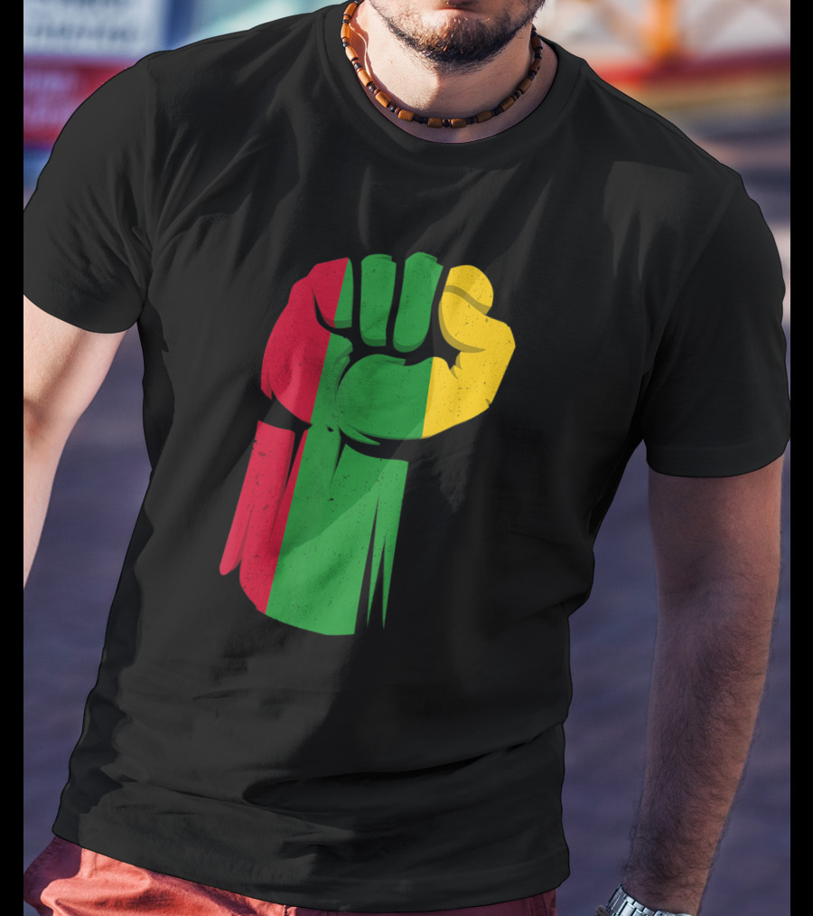 Black Fist African American Pride Black History Month Rasta Colors Fist T-Shirt