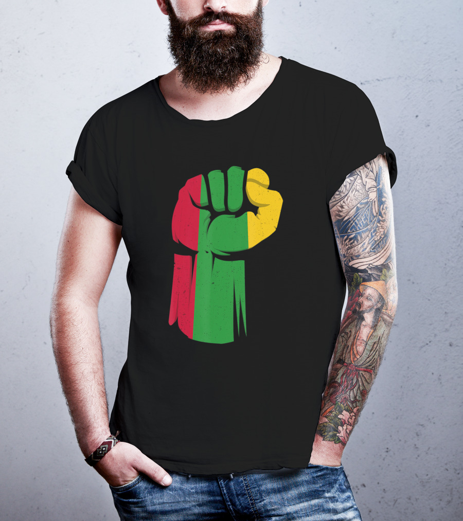Black Fist African American Pride Black History Month Rasta Colors Fist T-Shirt