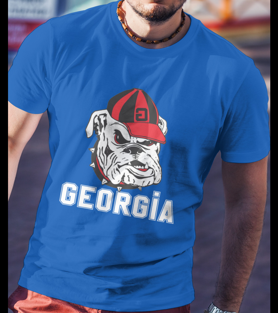 Georgia Bulldogs Vintage Red And Black Cap Bulldog T-Shirt