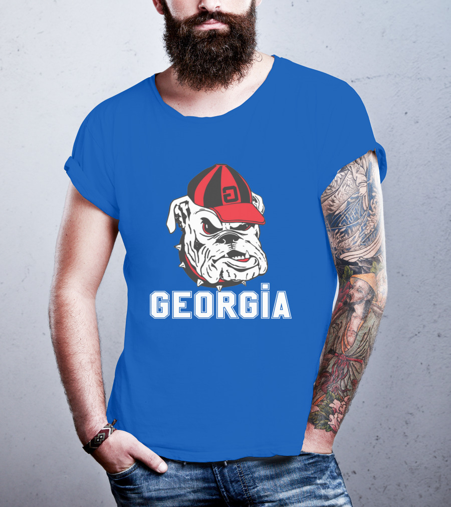 Georgia Bulldogs Vintage Red And Black Cap Bulldog T-Shirt