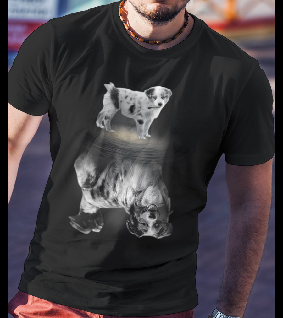 Australian Shepherd Puppy And Adult Reflection For Dog Lovers Women Men Kids T-Shirt