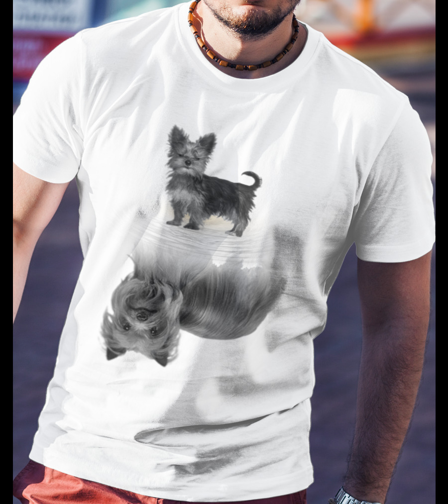 Yorkshire Terrier Reflection Art In I Love My Yorkie T-Shirt