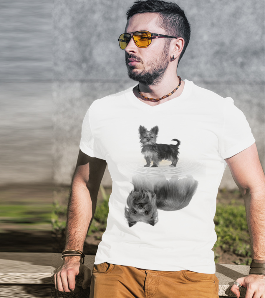 Yorkshire Terrier Reflection Art In I Love My Yorkie T-Shirt