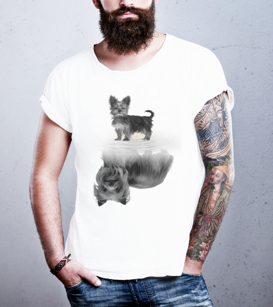 Yorkshire Terrier Reflection Art In I Love My Yorkie T-Shirt