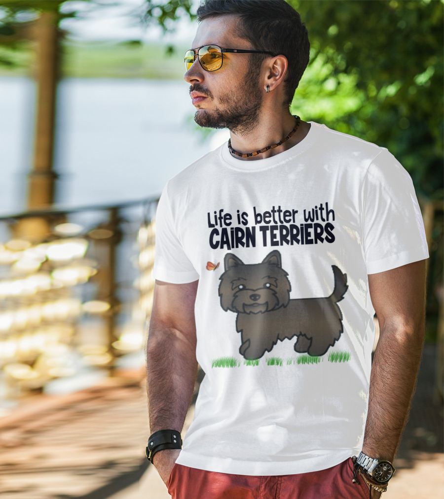 Life Is Better With Cairn Terriers Cute Dog And Butterfly T-Shirt