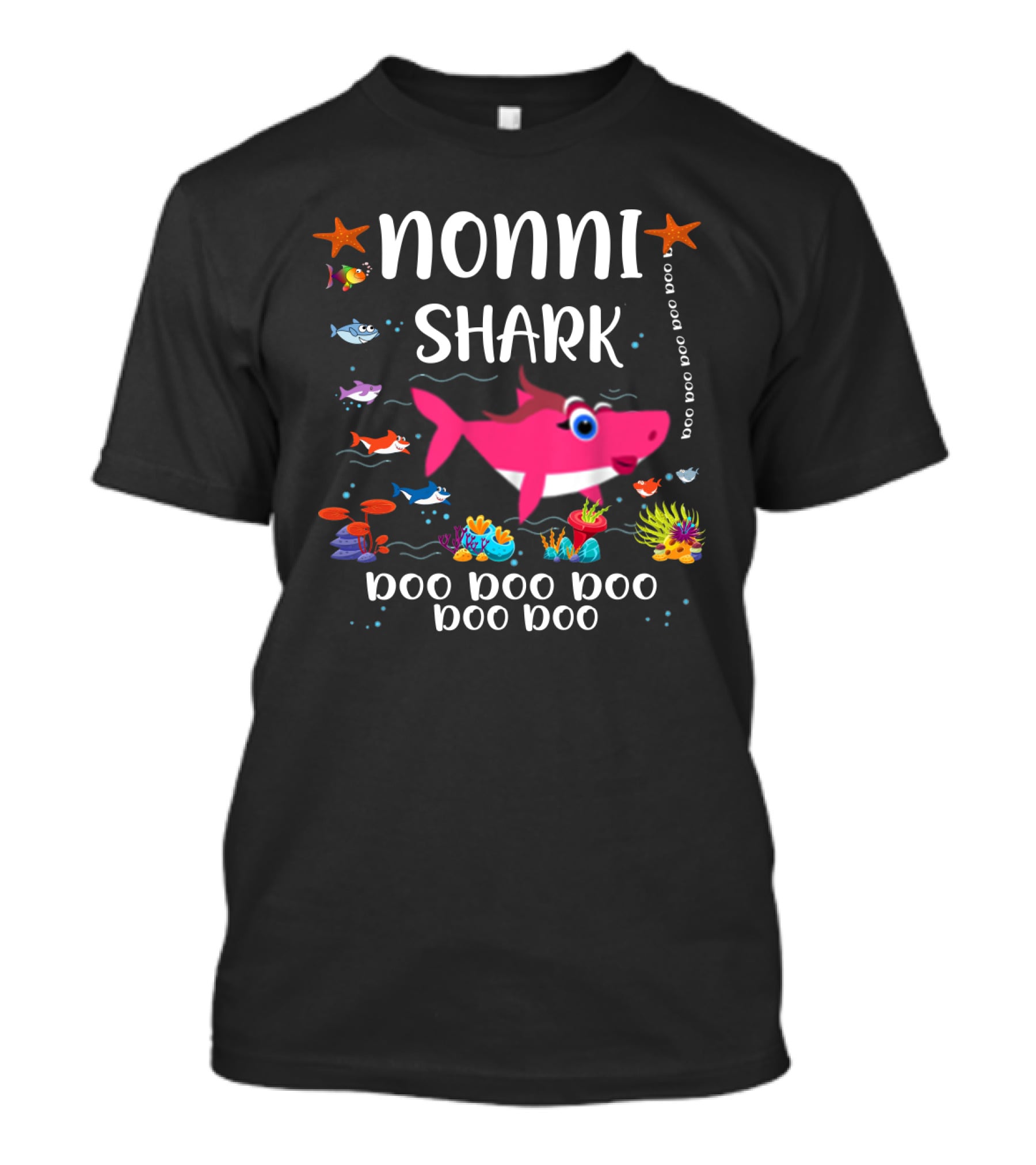 Nonni Shark Doo Doo Doo Doo Family Matching Starfish Ocean Scene T-Shirt