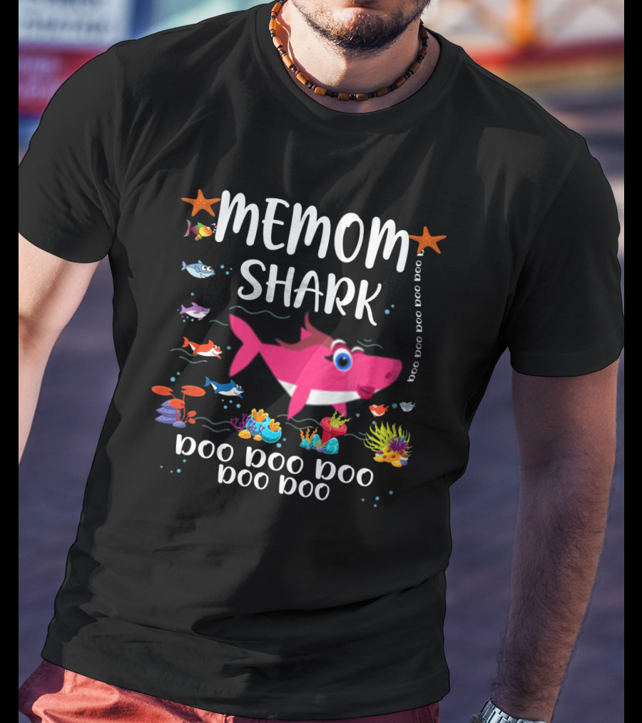 Memom Shark Doo Doo Family Matching Pink Shark Ocean T-Shirt