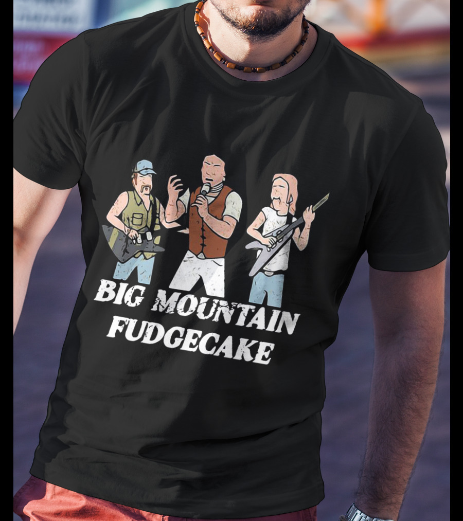 BIG MOUNTAIN FUDGECAKE Rock Band Trio With Microphone And Guitars T-Shirt