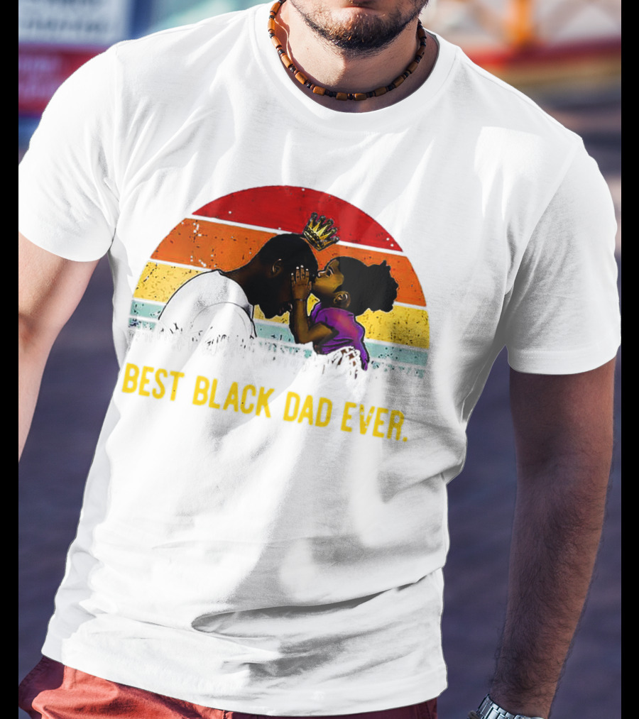 Best Black Dad Ever Crown Sunset Stripes T-Shirt