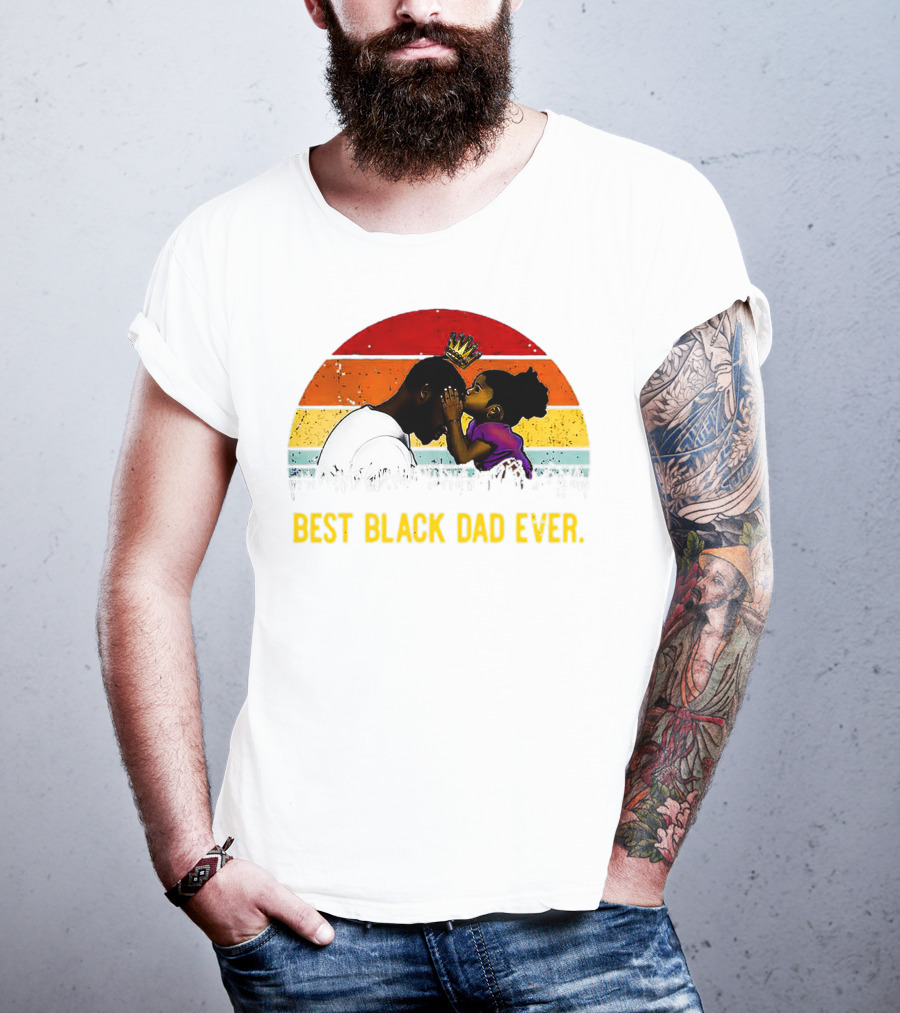 Best Black Dad Ever Crown Sunset Stripes T-Shirt