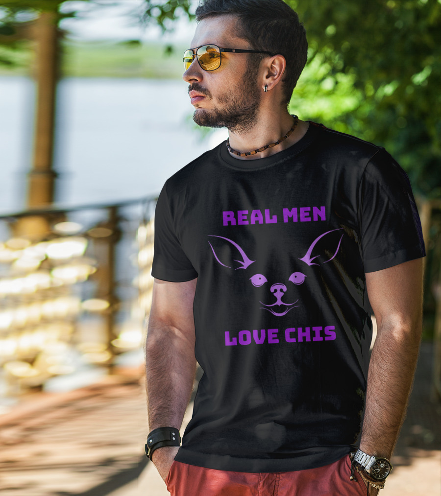Real Men Love Chis Chihuahua Face T-Shirt