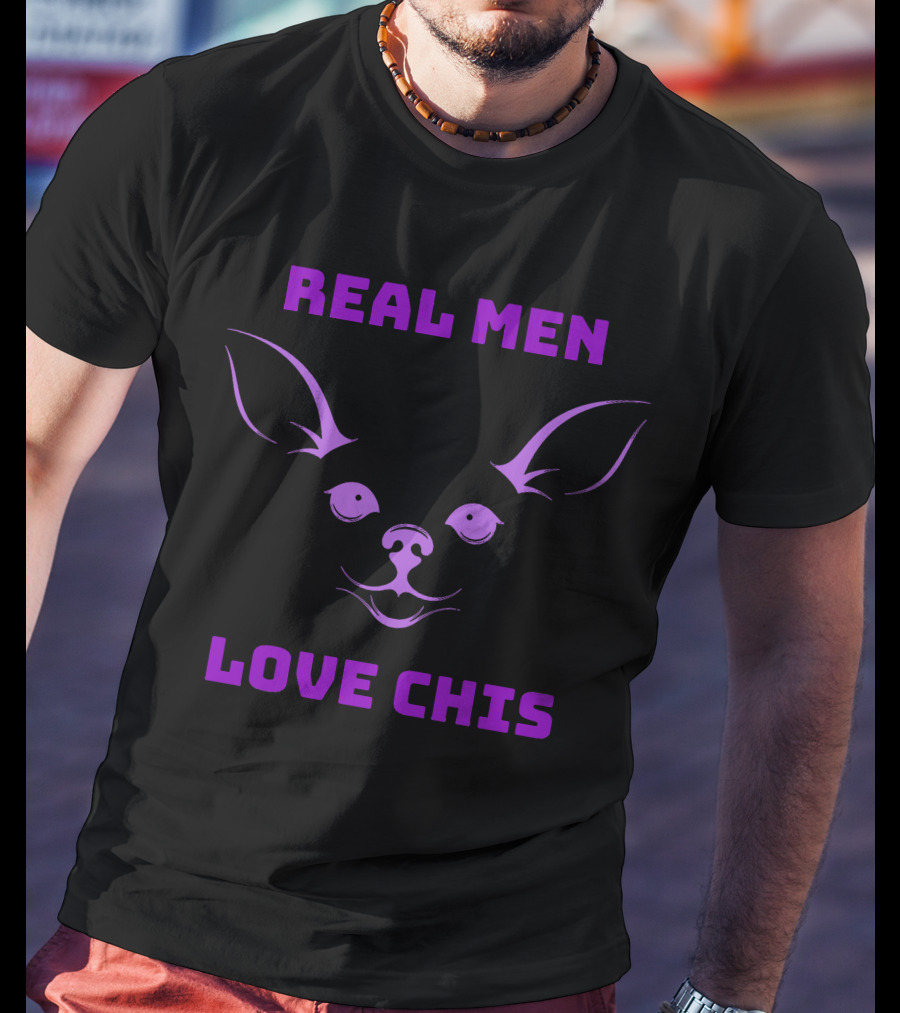 Real Men Love Chis Chihuahua Face T-Shirt