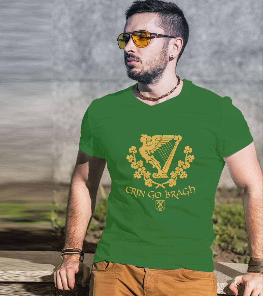 Erin Go Bragh Irish Harp And Shamrock Emblem T-Shirt