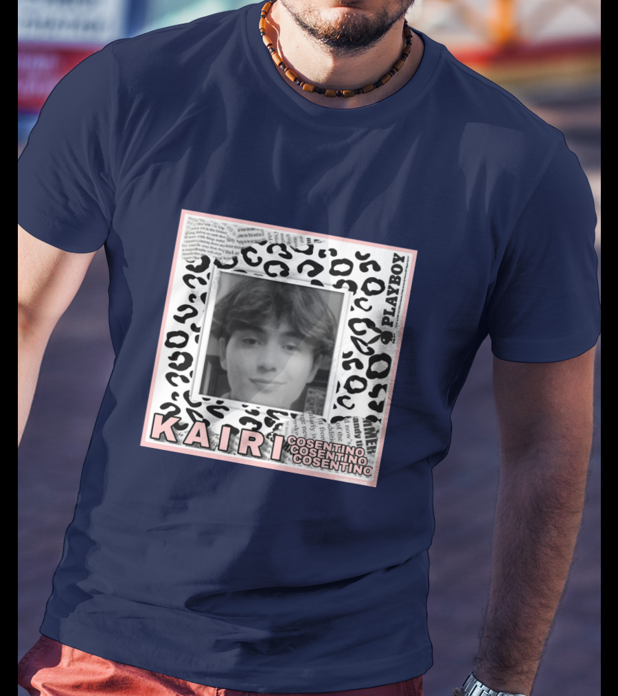 Kairi Cosentino Playboy Leopard Print Black And White Photo Montage T-Shirt