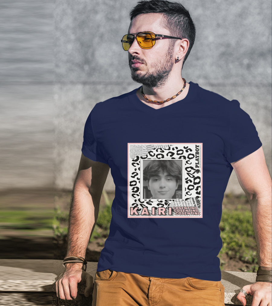 Kairi Cosentino Playboy Leopard Print Black And White Photo Montage T-Shirt