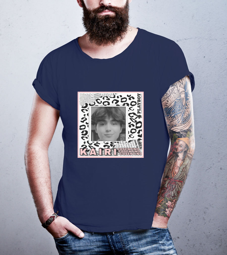 Kairi Cosentino Playboy Leopard Print Black And White Photo Montage T-Shirt