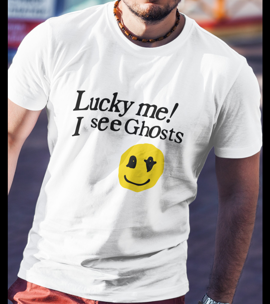 Lucky Me I See Ghosts Kids See Ghosts Merch Yellow Smiley Face T-Shirt