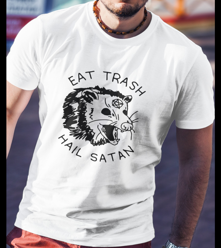Eat Trash Hail Satan Opossum Pentagram T-Shirt