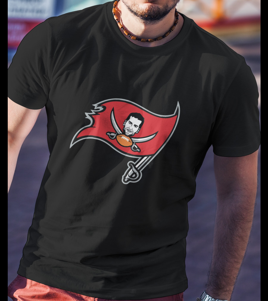 Tampa Bay Buccaneers Pirate Flag Parody With Face And Football T-Shirt