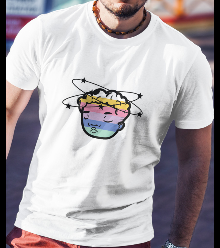 Tobi Lou Merch Rainbow Head With Stars Orbiting T-Shirt
